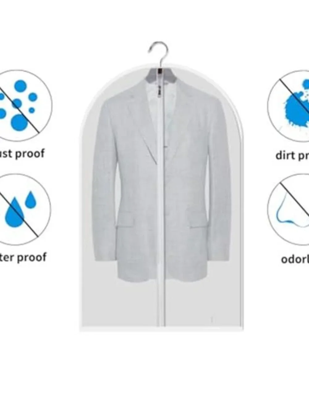 Garment Bags Clear PEVA Dress Cover Zipper Closet Storage Dustproof Travel
